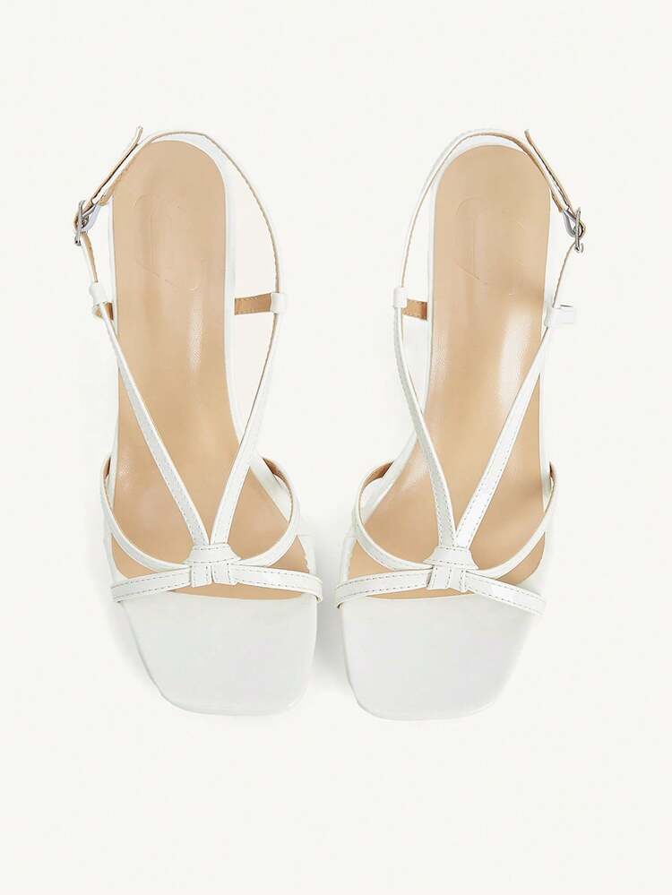 CUCCOO CHICEST Brown Strap Stiletto Square Toe Cross Strap Strap Banquet Ladies High Heel Sandals Wedding Shoes Spring Shoes Bride Shoes Summer Shoes