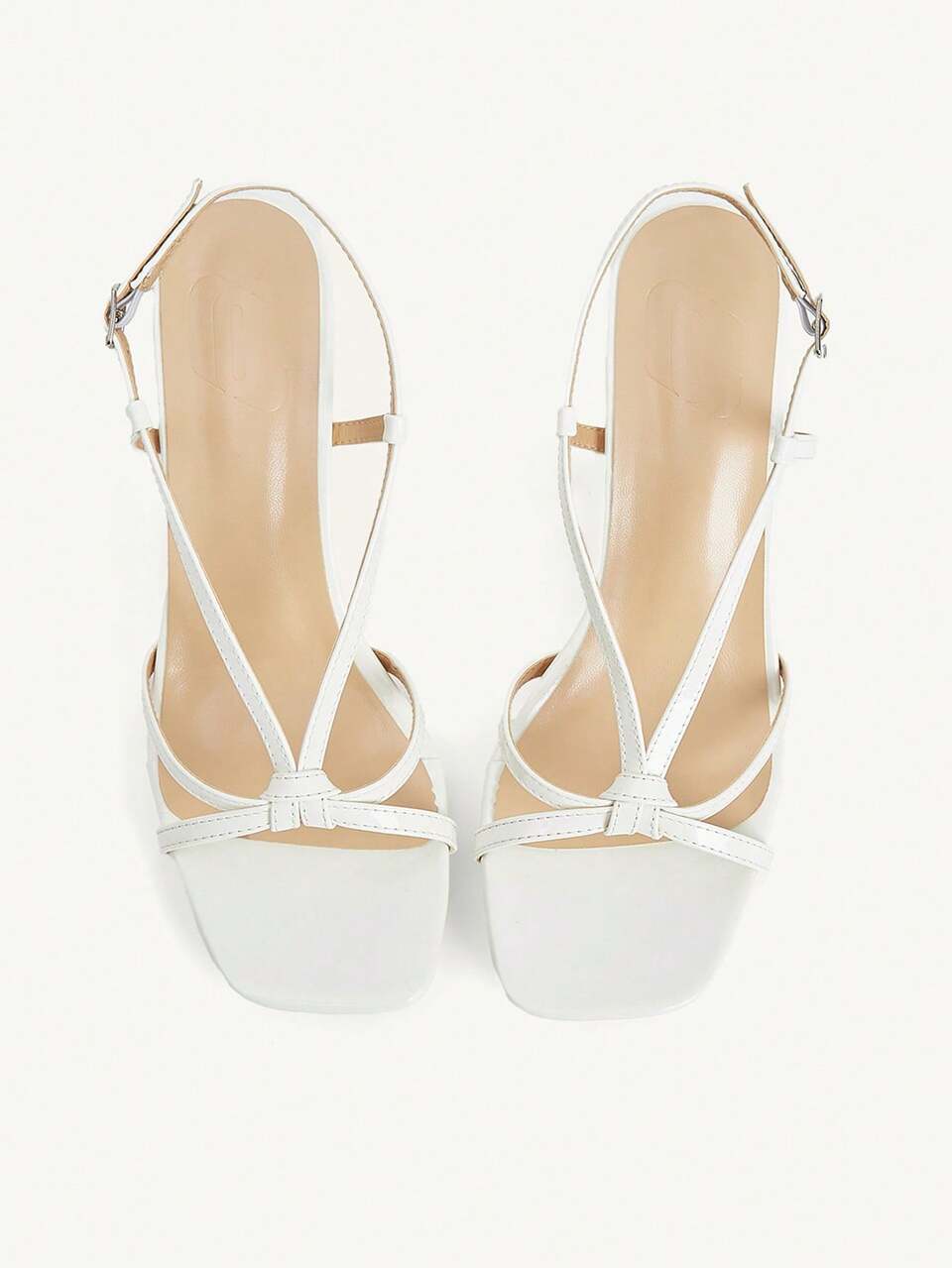 CUCCOO CHICEST Women's Shoes Cross Strap Open-Toed Square Toe Stiletto Fashion Commuter White PU Leather Heels Sandals Dating Vacation Afternoon Tea Summer