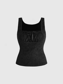 ROMWE Goth Áo lót croptop đen dành cho nữ cỡ lớn - màu đen - Xem 1