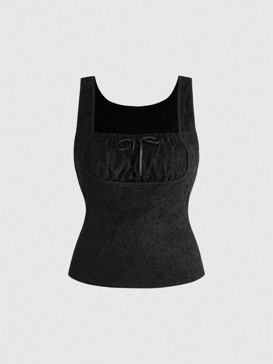 ROMWE Goth Áo lót croptop đen dành cho nữ cỡ lớn - màu đen - Xem 1