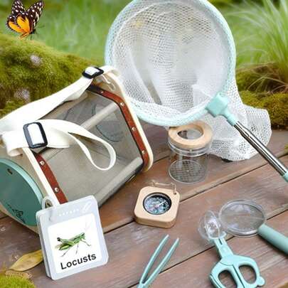 MINKOJA 1 Pc Children's Outdoor Game Insect Observation Box Catching Set, Feeding Box, DIY Insect Cage, Insect Net, Insect Tweezer