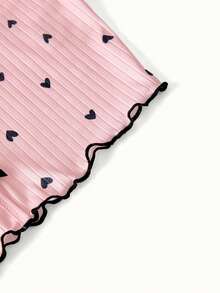 Bonmuse Women's Heart Printed Camisole Simple Daily Pajama Setfor Summer - Pink - View 12