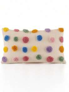 1 Autumn Tufted Small Colorful Ball Pillowcase, Seasonal Decorative Pillowcase, Christmas Harvest Soft Cushion Cover Decorative Sofa Pillow Cover - Multicolor - View 9