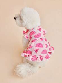 PETSIN 1 chiếc váy xếp ly tay ngắn cài cúc phía trước in hình ong và dưa hấu mùa xuân dành cho thú cưng, phù hợp với mọi loại chó. - Nhiều màu - Xem 16