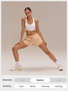 GLOWMODE Quần short VitalSwift Sleek Strides 3 inch, nhẹ, nhanh khô, co giãn, khử mùi, xẻ tà bên hông, túi khóa kéo, thích hợp cho tập luyện tennis, chạy bộ, thể dục, tập gym. - trái cam - Xem 8