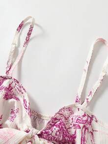 Women's Textured Print Fitted Camisole, Elegant For Vacation, Commute And Everyday Wear - Purple - View 4