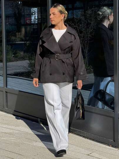 Bethéva Áo khoác trench coat hai hàng khuy thời trang và thanh lịch dành cho nữ theo phong cách Pháp Áo khoác trench coat nữ Áo khoác trench coat nữ vào mùa thu/đông