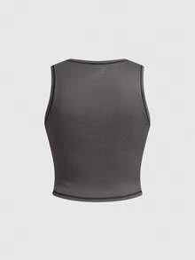 ROMWE Grunge Punk Áo tank top in họa tiết dành cho nữ cỡ lớn - Xám - Xem 10