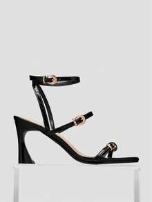 SHUZIA Women's Elegant Ankle Strap Stiletto Heel Sandals - Black - View 7