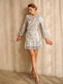 MOTF PREMIUM SEQUIN WAIST FITTED SHORT DRESS, AUTUMN/WINTER - Silver - View 7