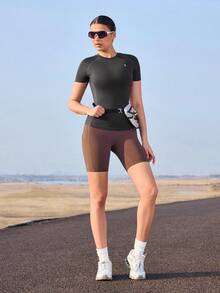 OutZeal Women Outdoor Tees Gym Wear Workout Soft Stretch Back Mesh Round Neck Short Sleeve Outdoor Tops - Grey - View 7