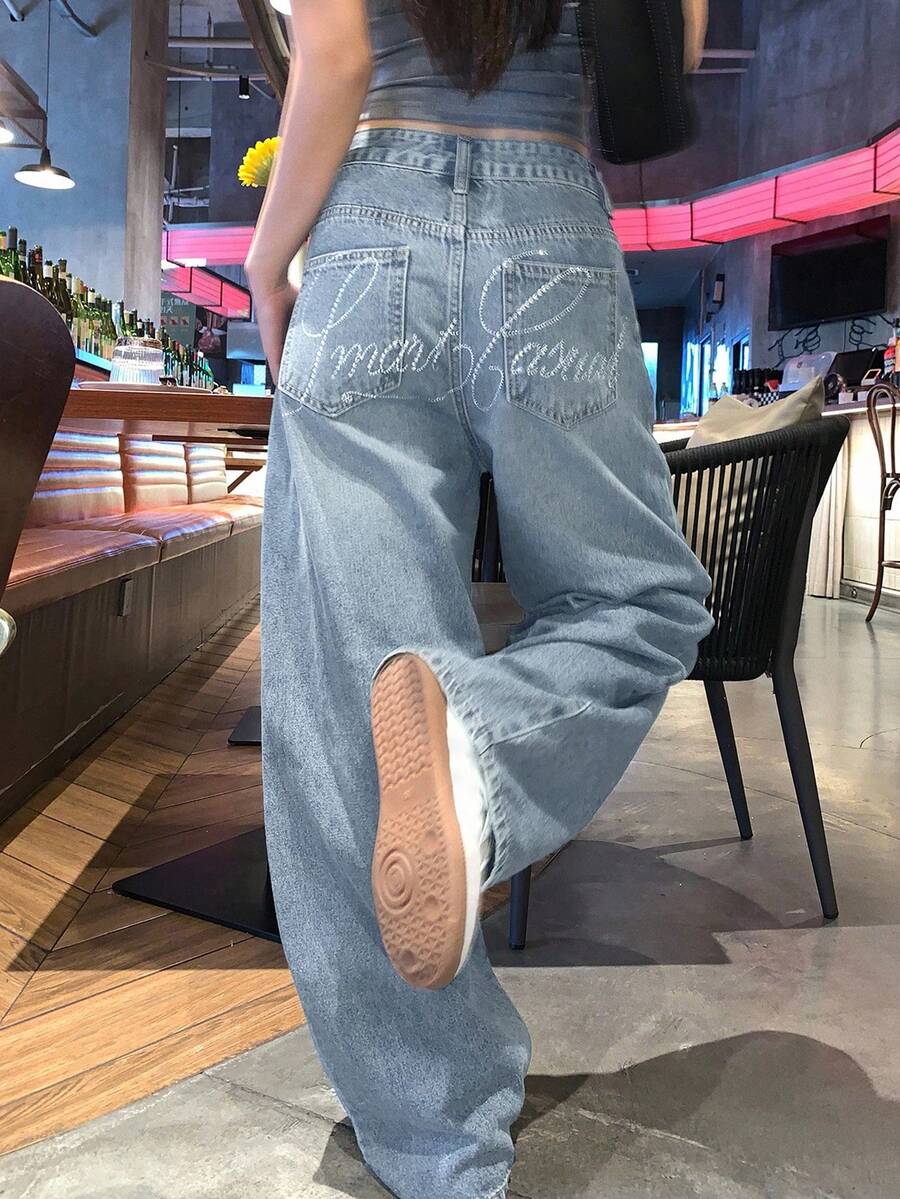 DAZY Women's Distressed Washed Korean Style Casual Jeans - Baby Blue - View 1