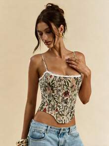 SHEIN BAE Women Floral Print Camisole - Apricot - View 5