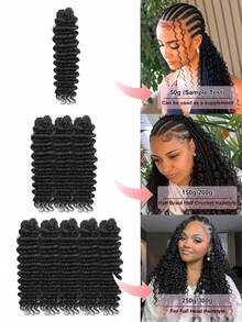 Boho Braids Miracle Knots Crochet Human Hair In 100% Remy Human Hair Feather Line Crochet Hair Braids Salon Silky Seamless Invisible Natural Black Color Feather Crochet Human Hair Braiding For Thin Hair Woman Micro Pre Looped Crochet Human Hair Deep Wave Extensions - Natural Black - View 4