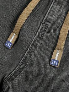 SHEIN Mirajuku Quần jean skinny denim cho bé trai, cạp chun điều chỉnh được, chất liệu cotton mềm mại, dáng ôm vừa vặn, ống thẳng, thích hợp cho kỳ nghỉ, mặc hàng ngày, đi học, đi làm, dự tiệc, ở nhà, lễ hội. - Xám - Xem 3