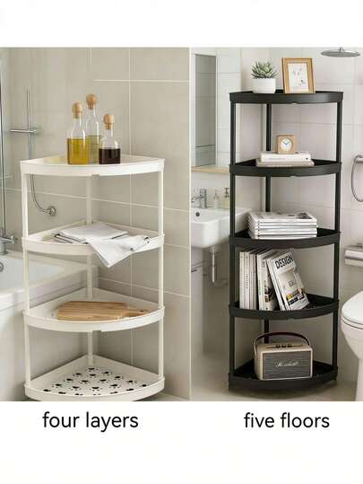 4/5 Layer Storage Cart - A Multifunctional Storage Tool Suitable For Bathrooms, Kitchens, And Living Rooms - Made Of Durable And Lightweight Plastic Material, Equipped With A Stable Anti Slip Base - Available In Black, White, Or Gray - Perfect For Homes And Offices, Kitchen Storage Cart | Multifunctional Storage | Made Of Plastic Material, Bathroom Storage And Organization