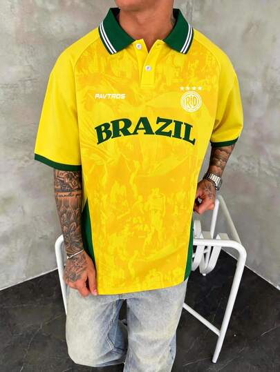 Sport MetroGents Men's Contrast Color Letter Print Sports T-Shirt