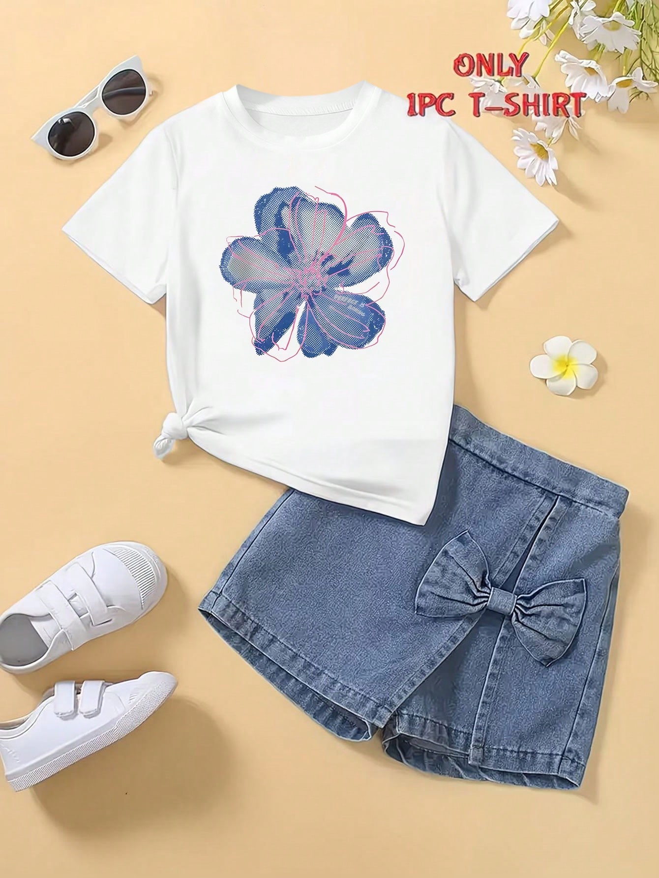 قميص تي شيرت قصير الأكمام بطبعة زهرية عتيقة مبسطة...