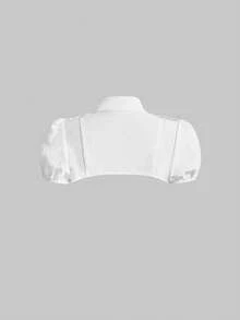 ROMWE Áo hai dây tay cánh hoa dáng ngắn phong cách Y2K Preppy màu xanh hải quân dành cho nữ. - trắng - Xem 2