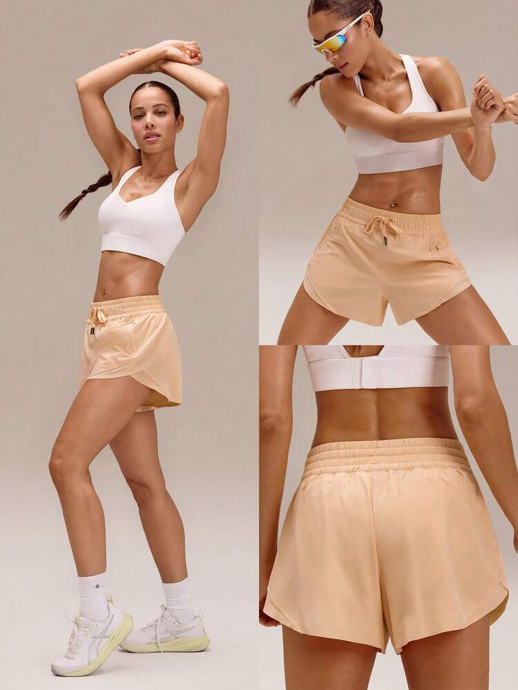 3" VitalSwift Sleek Strides Lightweight Quick-Dry Stretchy Odor Control Side-Split Hem Zipper Pocket Shorts Training Tennis Running Workout Gym Wear