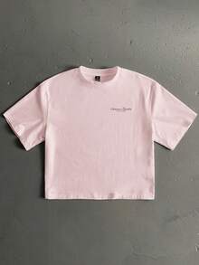 Manfinity Roghcode Men's Pink Standard Size Cropped Loose Fit Short Sleeve T-Shirt - Pink - View 2
