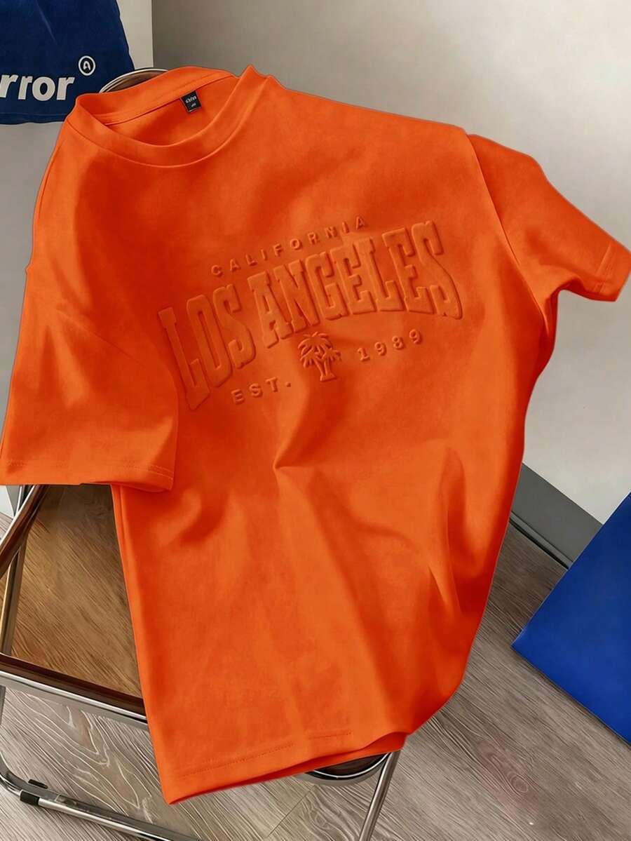 Manfinity Joysei Men's Orange Slim Fit Short Sleeve T-Shirt, Plus Size - Orange - View 1