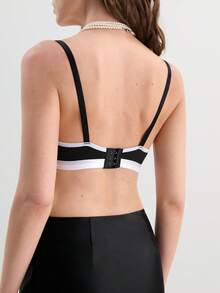 Hourtrue Sujetador de encaje con aros de alambre con elevación & soporte para bustos pequeños para uso diario casual para el verano para el verano - Negro - Ver 2