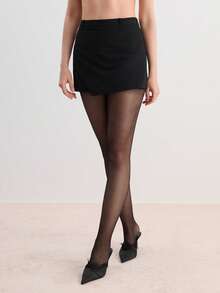 Hourtrue 1 đôi quần tất mỏng bó sát họa tiết đường kẻ trái tim, tất gợi cảm, thiết kế đường kẻ, mùa xuân/thu - Nhiều màu - Xem 5