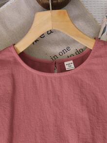 SHEIN 少女碎花吊带背心和裤子套装，休闲夏季度假装 - 粉色 - 查看 5