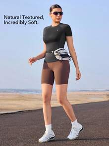 OutZeal Women Outdoor Tees Gym Wear Workout Soft Stretch Back Mesh Round Neck Short Sleeve Outdoor Tops - Grey - View 3