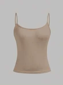 Girlism 3件套少女休闲修身吊带背心，适合春、夏、秋、冬四季穿着 - 杏色 - 查看 7