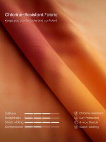 GLOWMODE Klorresistenta sandiga tår med medelhög midja Antibakteriellt foder V-midjeband Kontrastpiping Bikiniunderdelar Simning Strand Pool Semester Sommarkläder - Orange - Visa 6