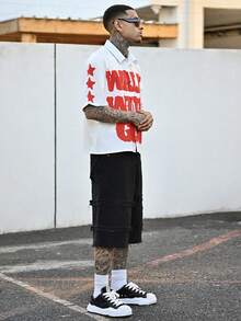 Devon Thys 夏季男士休闲标语印花衬衫 - 白色 - 查看 4