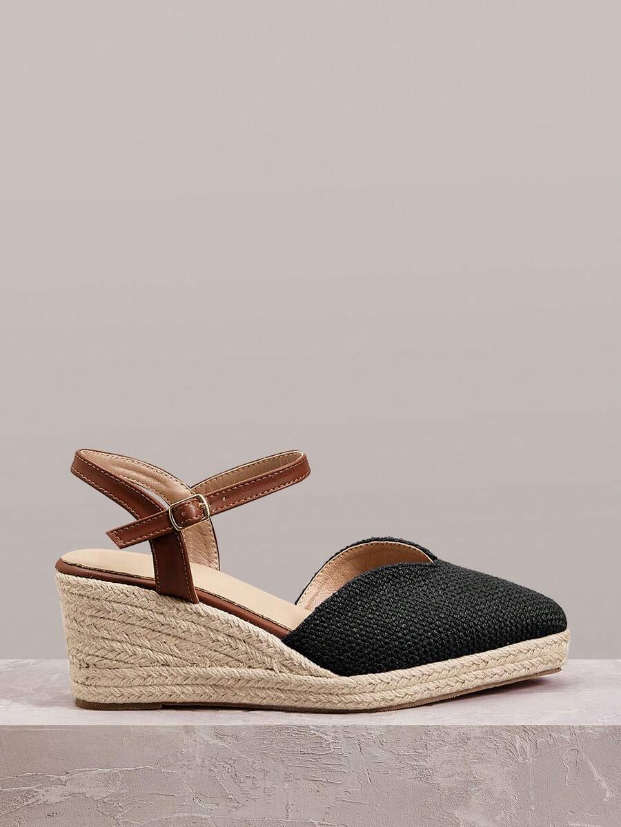 Styleloop 女士休闲搭扣尖头坡跟凉鞋 - 黑色 - 查看 1