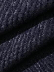 DAZY Bộ jumpsuit denim nữ tay ngắn cổ ve lật, eo thon, ống rộng, dáng suông, phong cách thường ngày. - Rửa tối - Xem 6