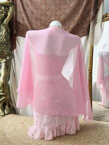 Sunspun 3pcs Plus Size Women Vacation Style Strapless Top, Skirt And Cover-Up Set - Baby Pink - View 2