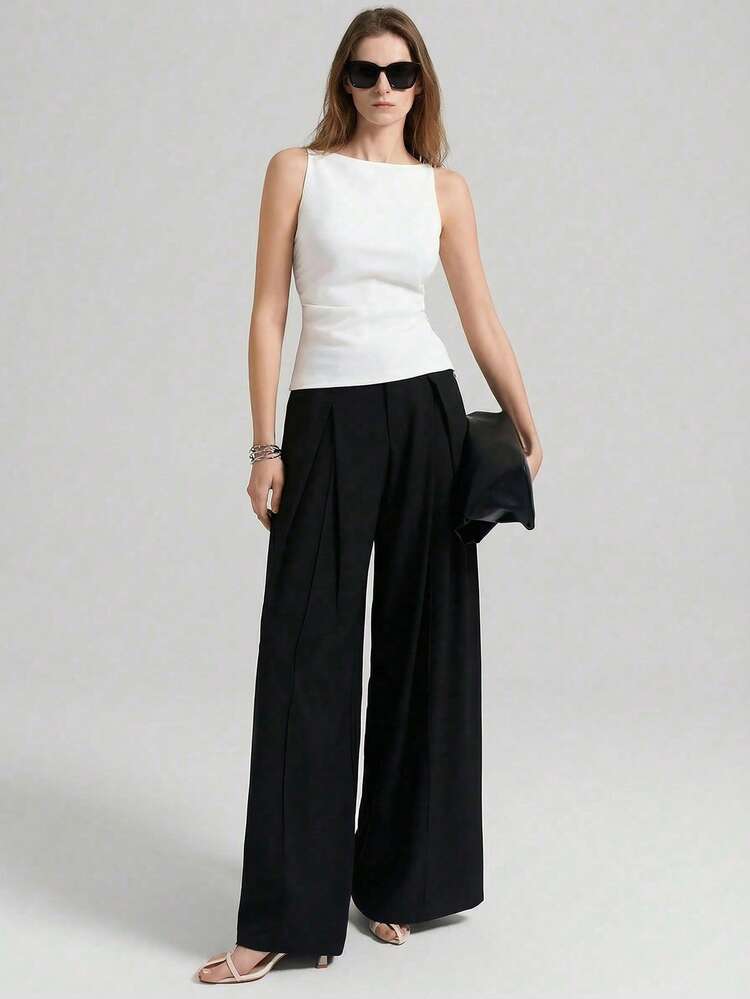 Women's 's Day Beach Outfit, Holiday Outfit, Country Style, Country Music Festival, 2026 SS Stockholm Style, Women's Teacher Outfit, Women's Casual Business Attire, Adjustable Strap Simple Solid White Tank Top, Business Casual Outfit, All-Match Top