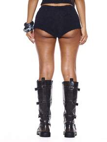 MUSERA Bộ đồ gồm quần short siêu ngắn, mềm mại, gợi cảm, thích hợp cho mùa hè, mùa xuân, lễ hội, kỳ nghỉ, tiệc tùng, đi chơi, du lịch. - màu đen - Xem 4