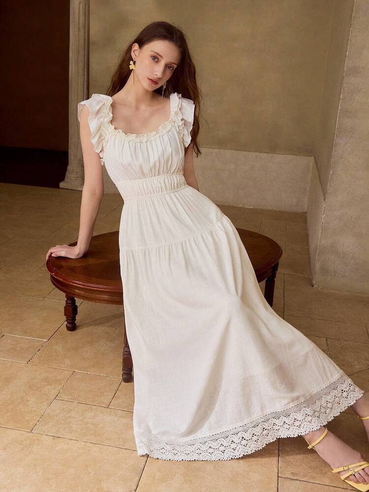 WOMEN'S LINEN WAIST CINCHED FLARED DRESS, SPRING/SUMMER