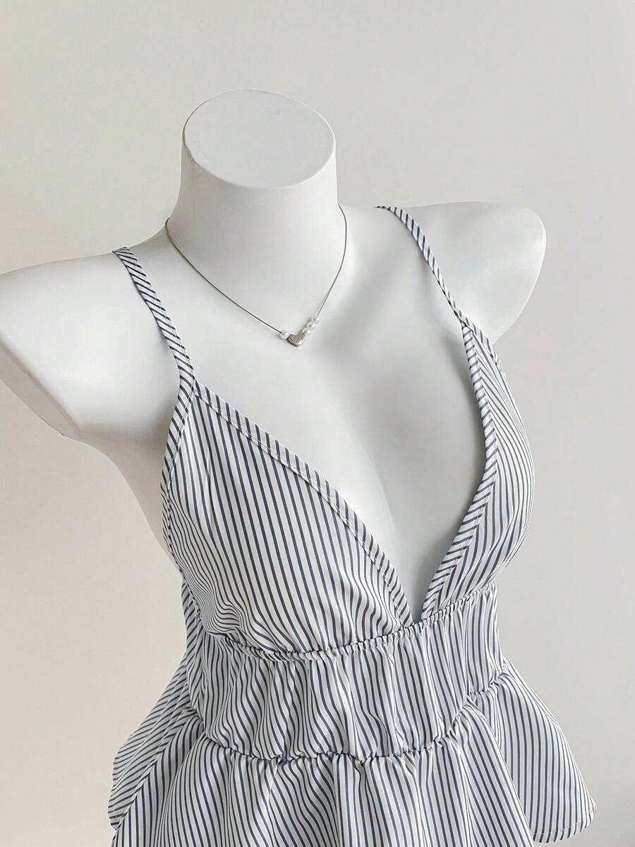 Elamini Áo tank top kẻ sọc kiểu dáng thường ngày dành cho nữ, thích hợp cho mùa hè. - Nhiều màu - Xem 1