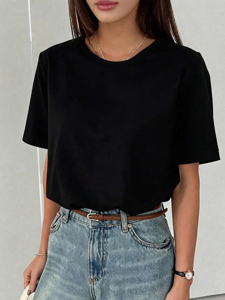 Women's Contrast Lace Loose Short Sleeve T-Shirt