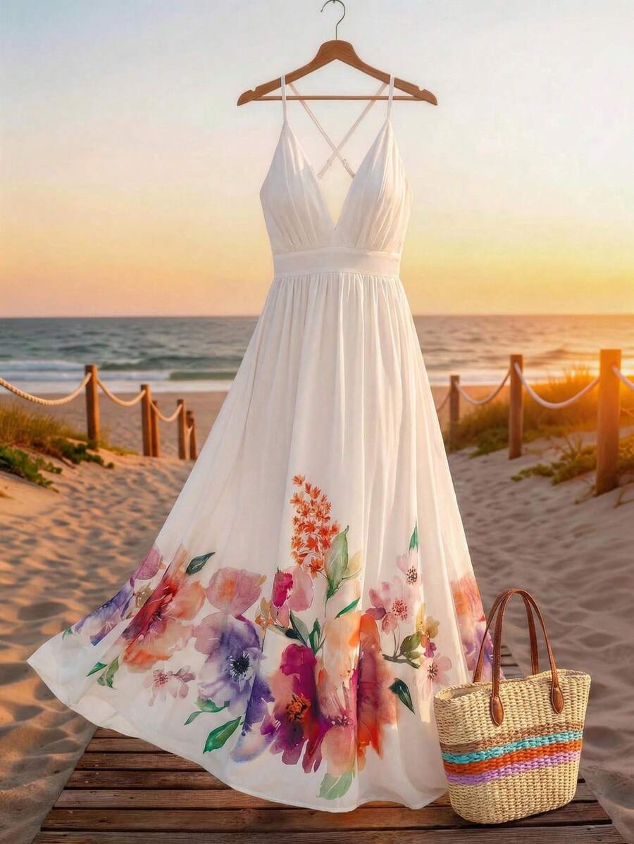 Sylviya 女士休闲印花伞裙 - 彩色 - 查看 1