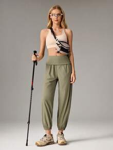 OutZeal Quần thể thao nữ, quần thường ngày, quần jogger, quần năng động, chống thấm nước, nhẹ, co giãn, cạp chun có thể gập lại. - xanh quân đội - Xem 7