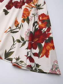 SHEIN Franclia 女士时尚休闲无袖简约定位印花连衣裙，收腰喇叭裙，适合夏季休闲度假、春夏通勤、居家、约会、日常穿着、夏季、派对、海滩、毕业季、商务办公等场合，百搭时尚日常穿搭，V领收腰连衣裙，收腰喇叭裙 - 彩色 - 查看 6