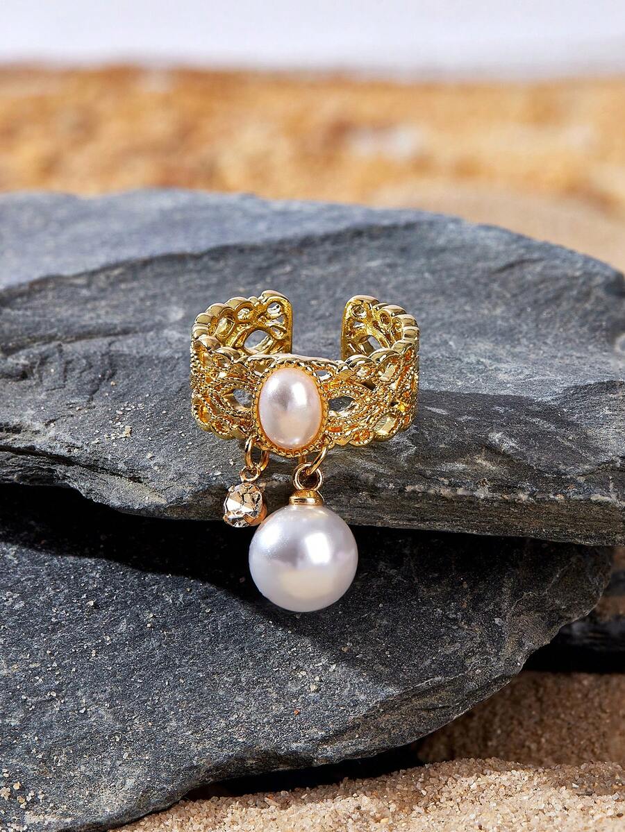 Opalesca 1枚优雅中东沙特风格镂空水滴皇家设计戒指 - 金色 - 查看 1