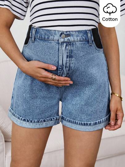 SHEIN Quần jean bầu màu trơn kiểu dáng thường ngày