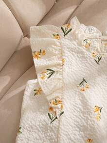 Elladie kids 2件套女童夏季新款碎花领喇叭袖无袖露背上衣+荷叶边裙套装，休闲时尚，适合通勤、派对、海滩等场合。 - 彩色 - 查看 7