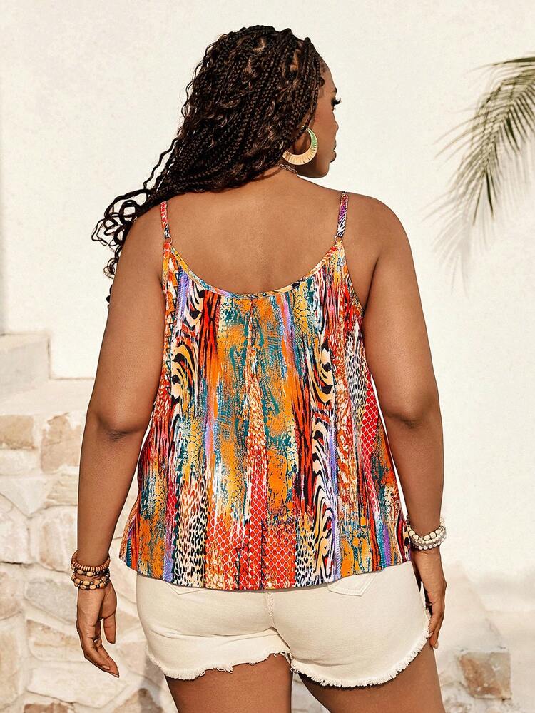 Plus Size Women Leopard Print Casual Loose Camisole