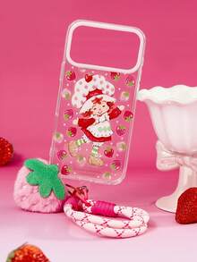 Strawberry Shortcake X SHEIN Cool Black Mobile Phone Case Protector, With Mobile Phone Chain, Suitable For 11-17 Pro Max - Multicolor - View 6