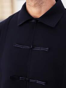 Manfinity Homme Plus Size Men's Solid Color Casual Versatile Daily Wear Long Sleeve Shirt, Formal - Navy Blue - View 3
